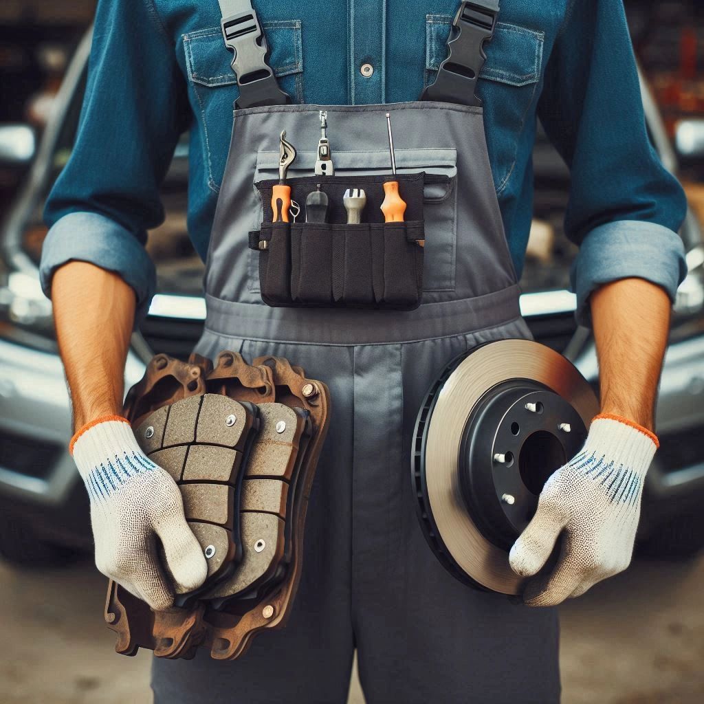 Mechanic performing brake repair at Benchmark Auto Repair in St. Louis